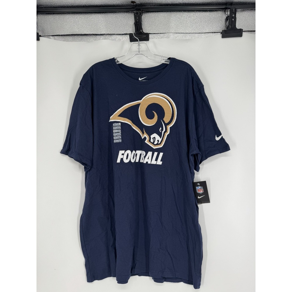 Nike Los Angeles Rams T Shirt Mens Size 2XL‎ Navy Blue Short Sleeve Graphic Tee